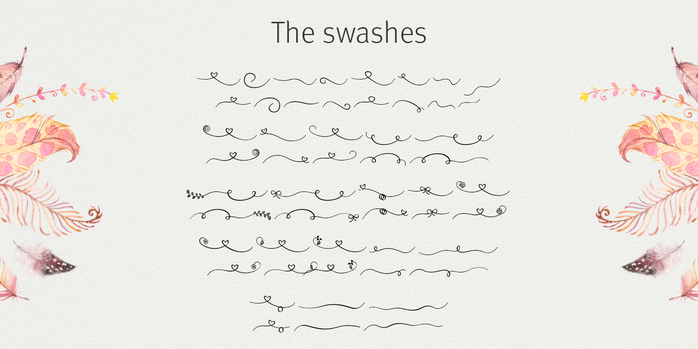 Featherly swashes Font preview